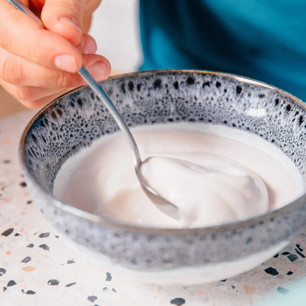 Homemade coconut yogurt thickened with gelatin