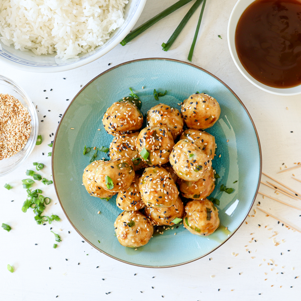 Baked teriyaki chicken meatballs