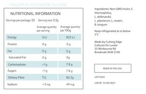 Yogurt PLUS Starter Culture - Dairy Free & Vegan Yogurt Starter